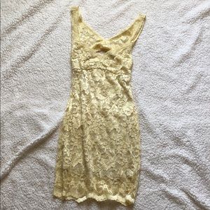 Yellow lace mini dress